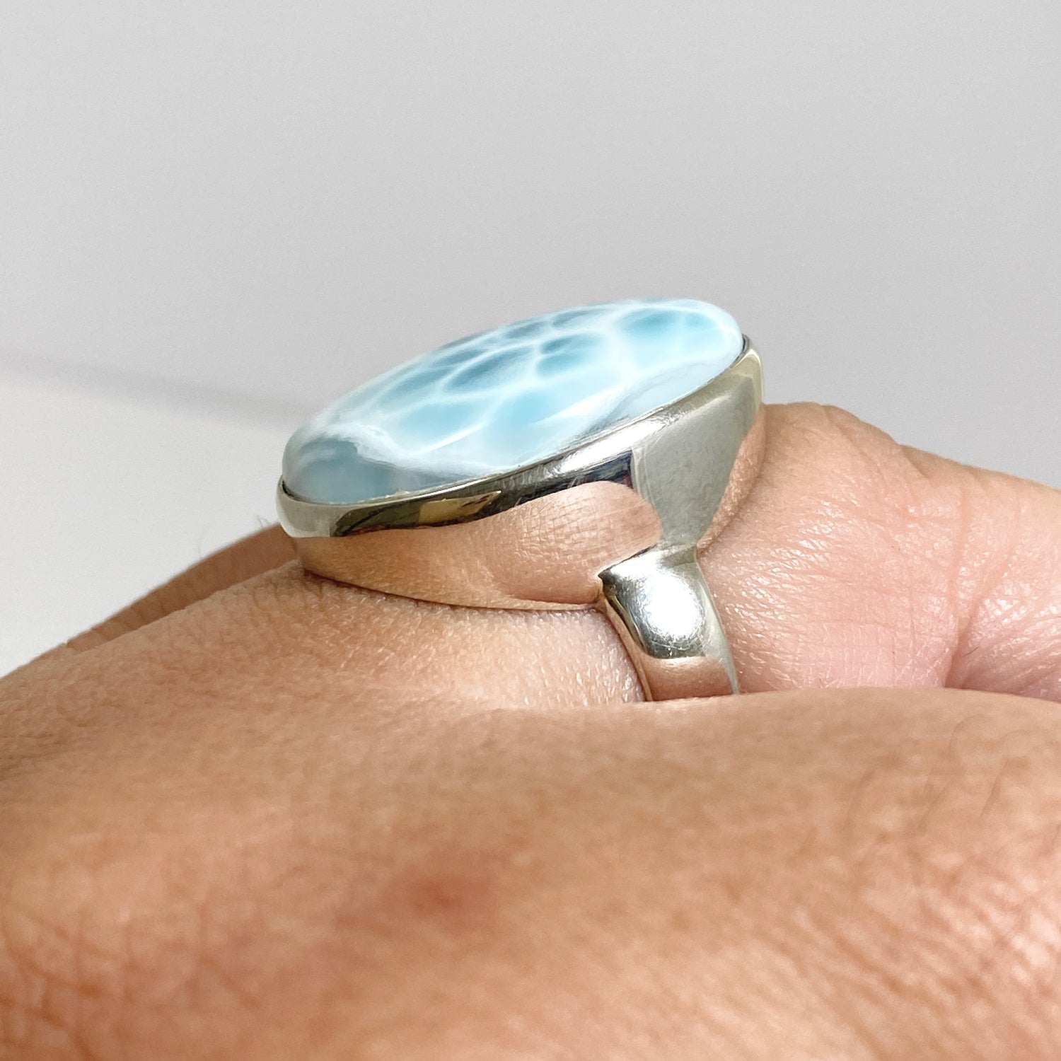 Larimar Oval Cabochon Ring Size 10.5 PRGJ622
