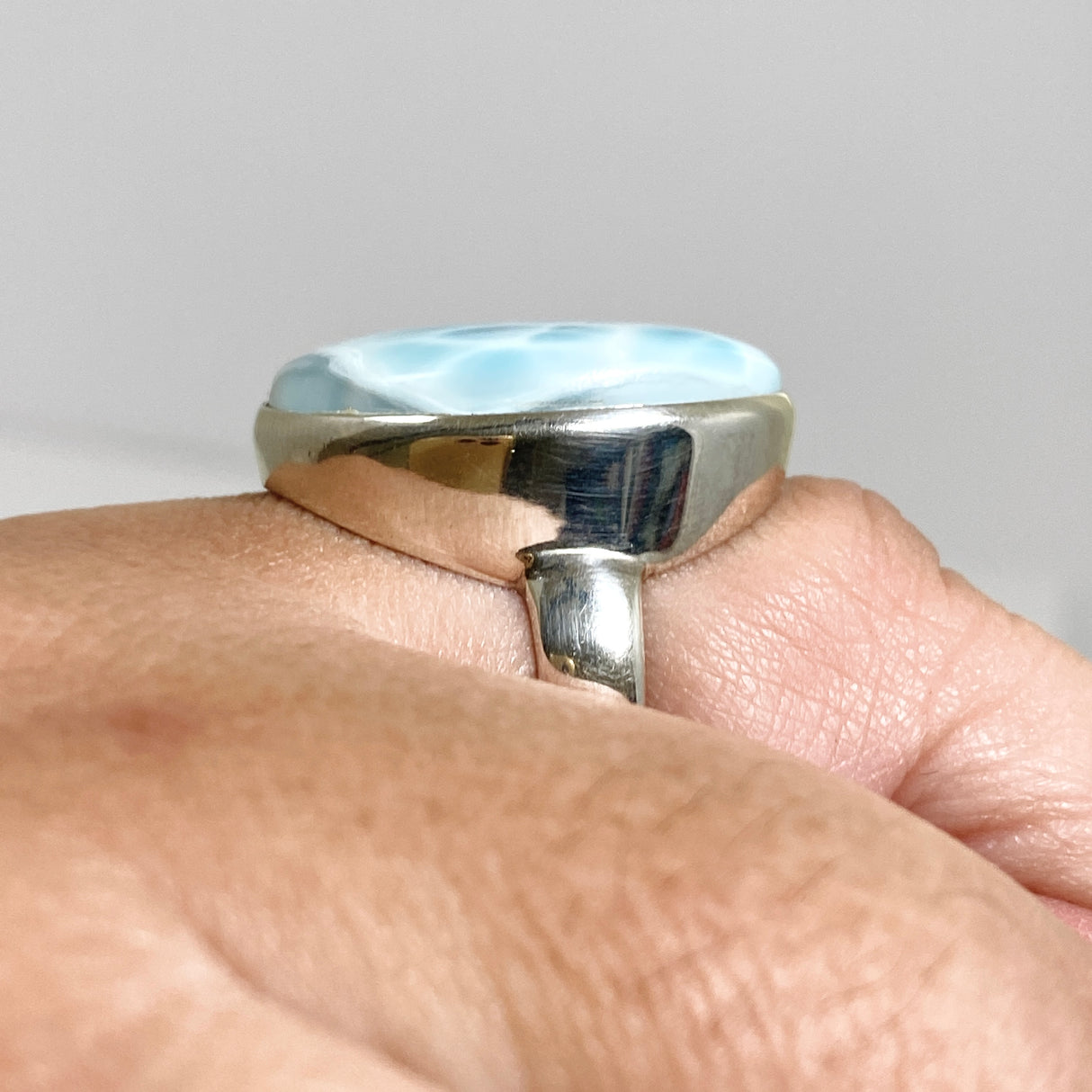Larimar Oval Cabochon Ring Size 10.5 PRGJ622