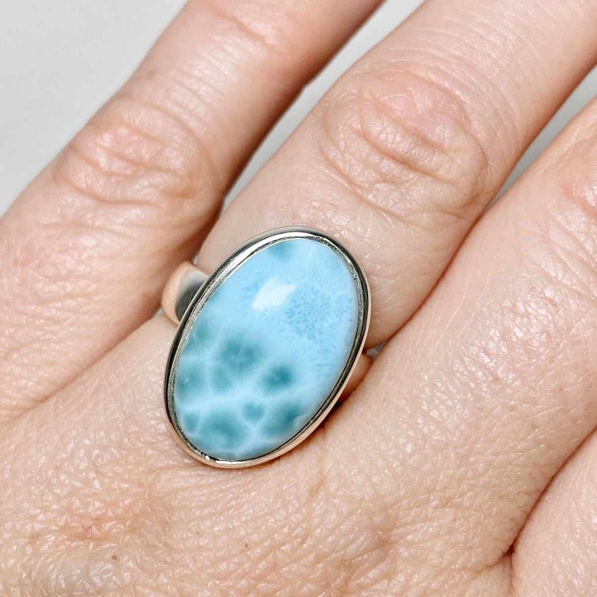 Larimar Oval Cabochon Ring Size 5 PRGJ646