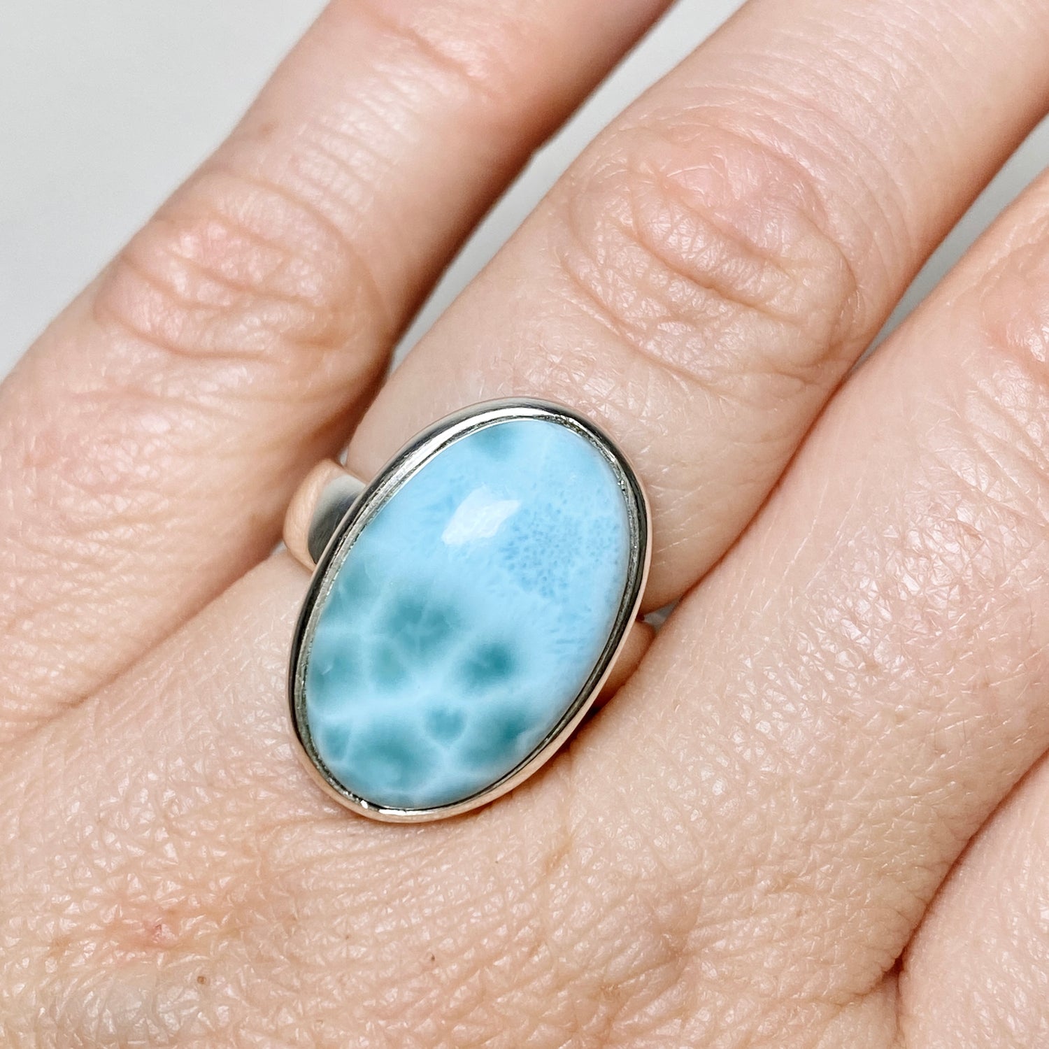 Larimar Oval Cabochon Ring Size 5 PRGJ646