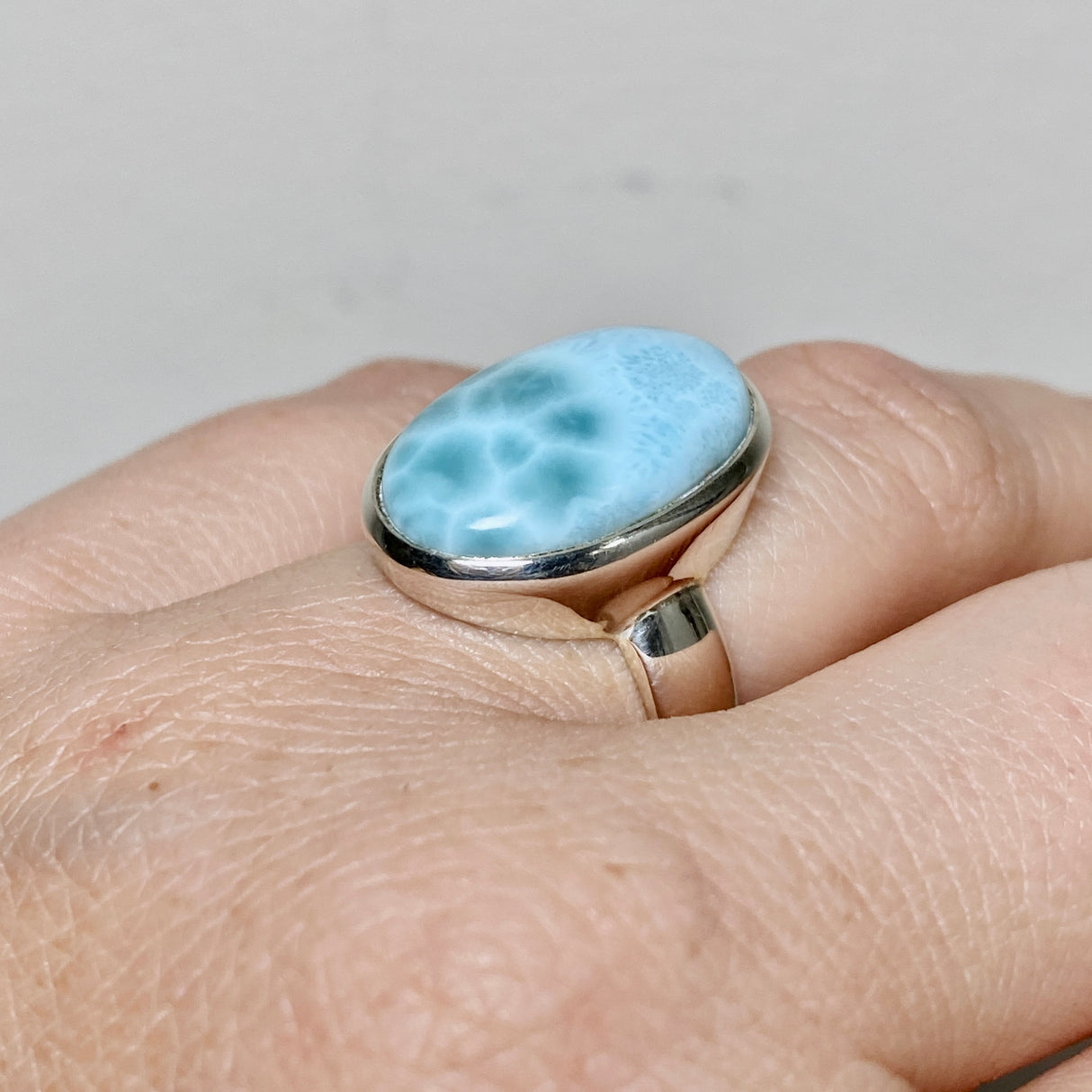 Larimar Oval Cabochon Ring Size 5 PRGJ646