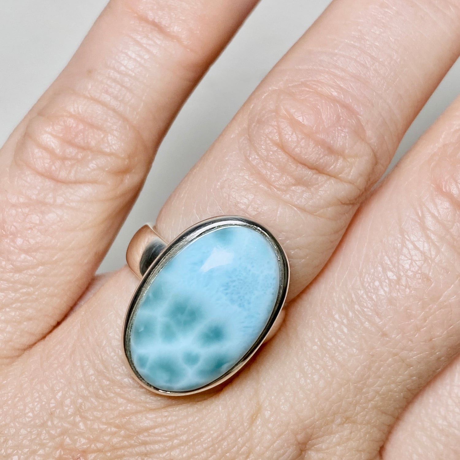 Larimar Oval Cabochon Ring Size 5 PRGJ646