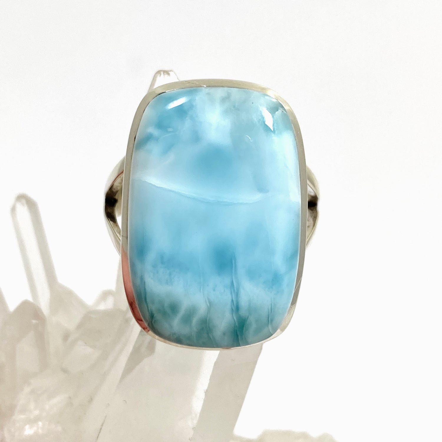 Larimar Rectangular Cabochon Split Band Ring Size 12 PRGJ826