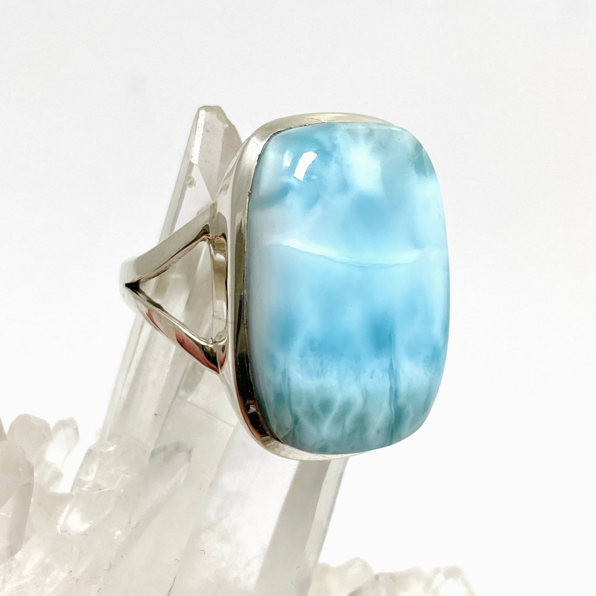 Larimar Rectangular Cabochon Split Band Ring Size 12 PRGJ826