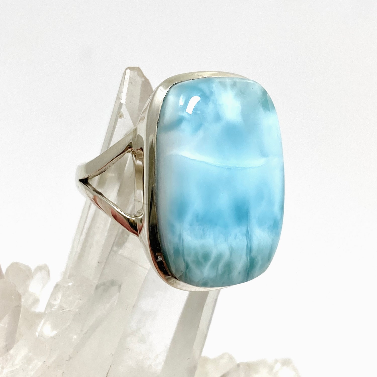 Larimar Rectangular Cabochon Split Band Ring Size 12 PRGJ826