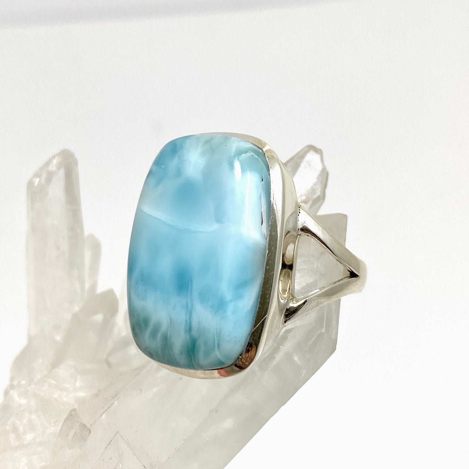 Larimar Rectangular Cabochon Split Band Ring Size 12 PRGJ826