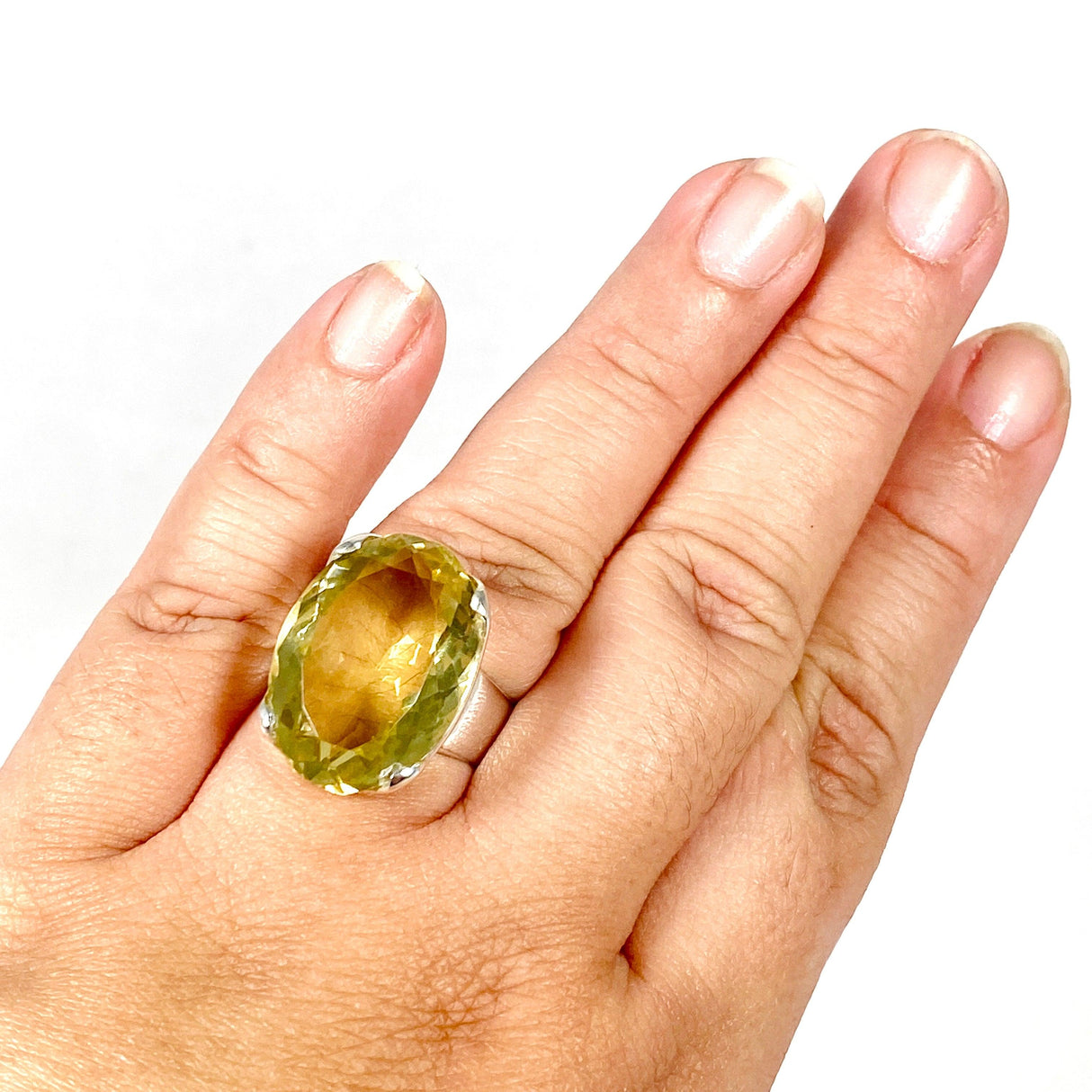 Lemon Quartz oval faceted ring s.11 KRGJ2351 - Nature's Magick