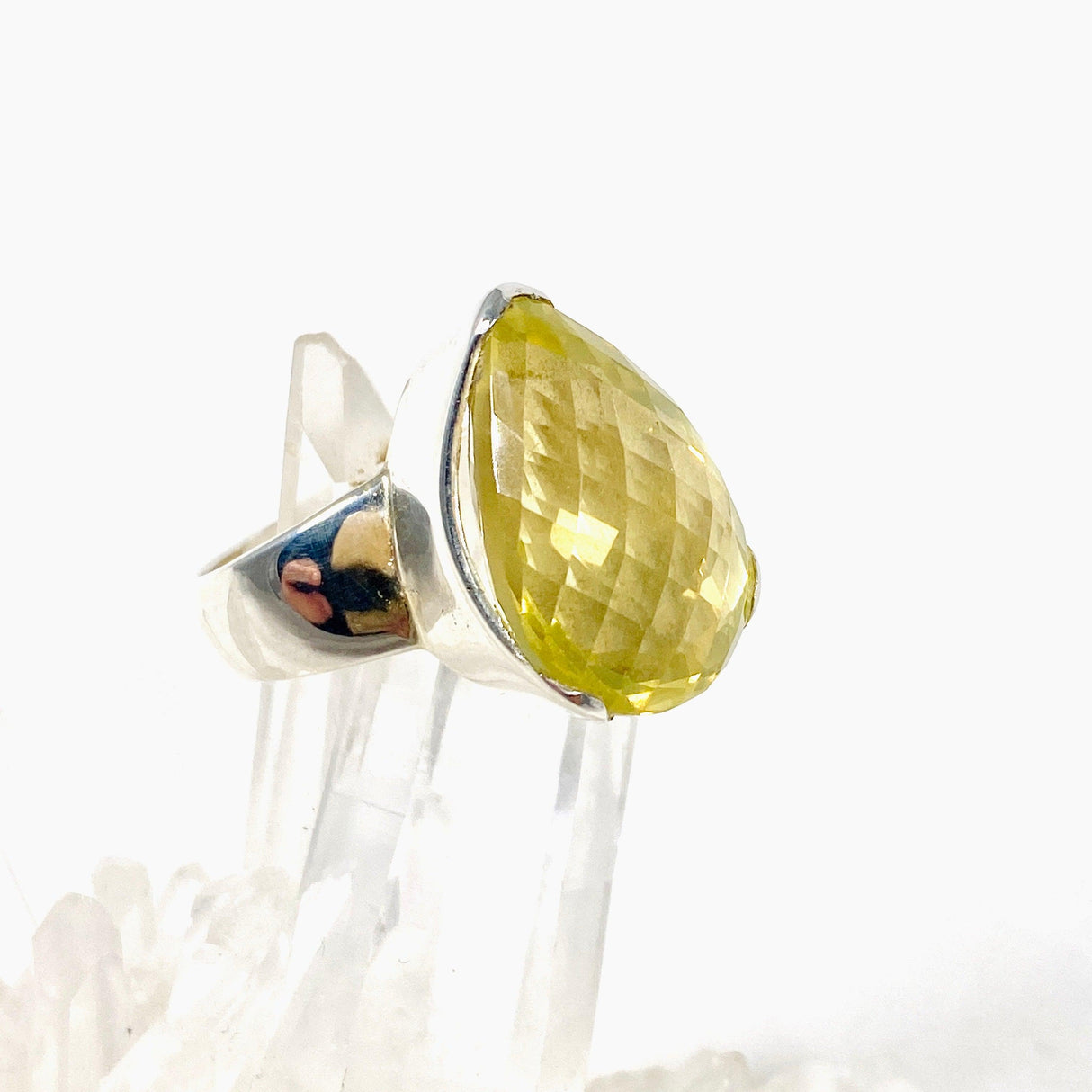 Lemon Quartz teardrop faceted ring s.10 KRGJ2352 - Nature's Magick