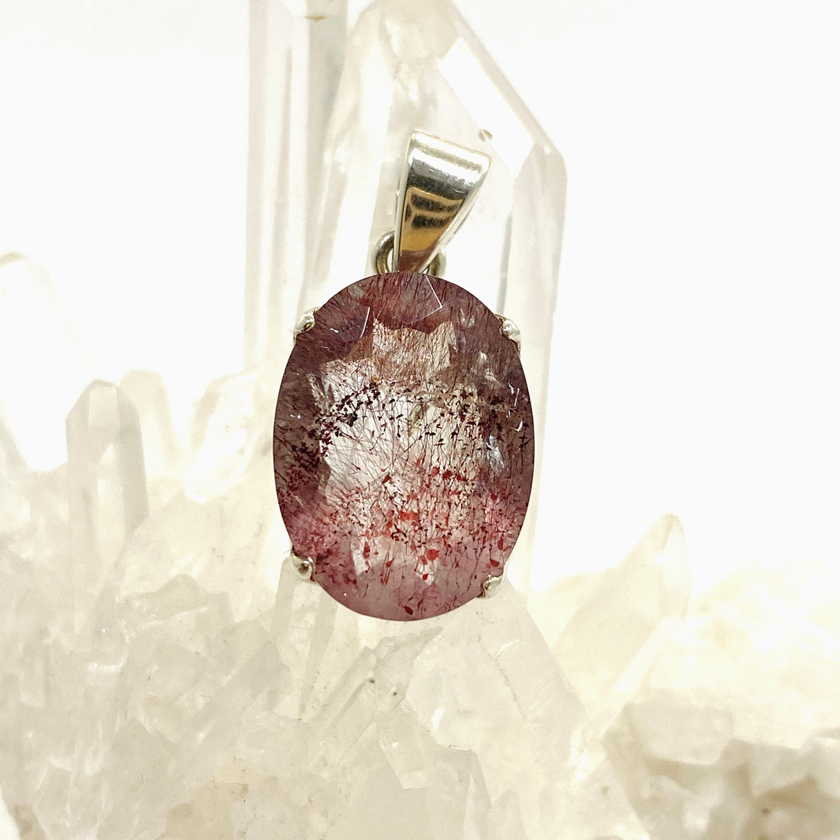 Lepidocrocite in Quartz Oval Faceted Pendant PPGJ1077