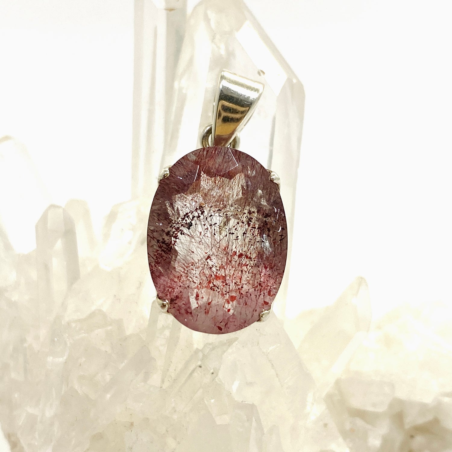 Lepidocrocite in Quartz Oval Faceted Pendant PPGJ1077