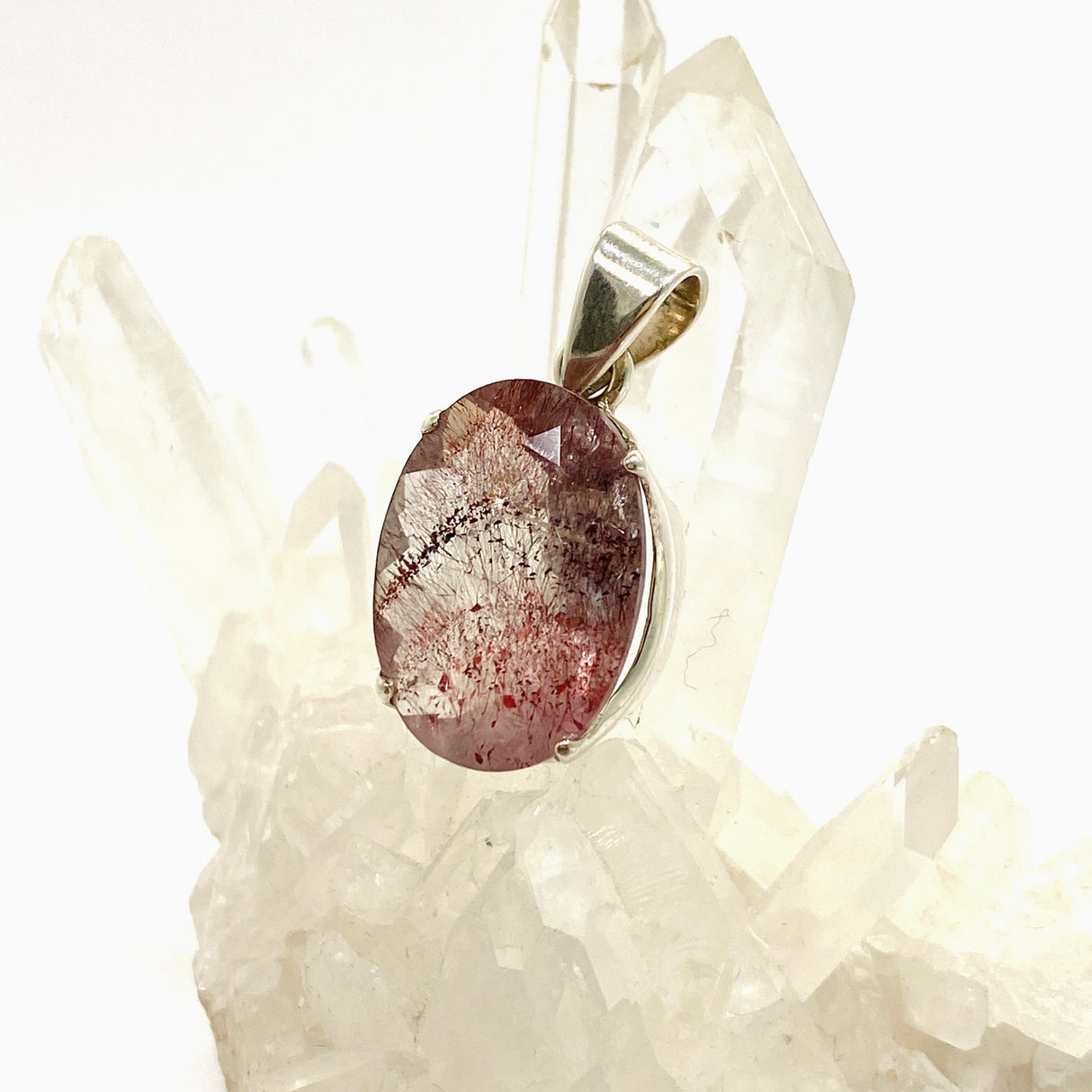 Lepidocrocite in Quartz Oval Faceted Pendant PPGJ1077