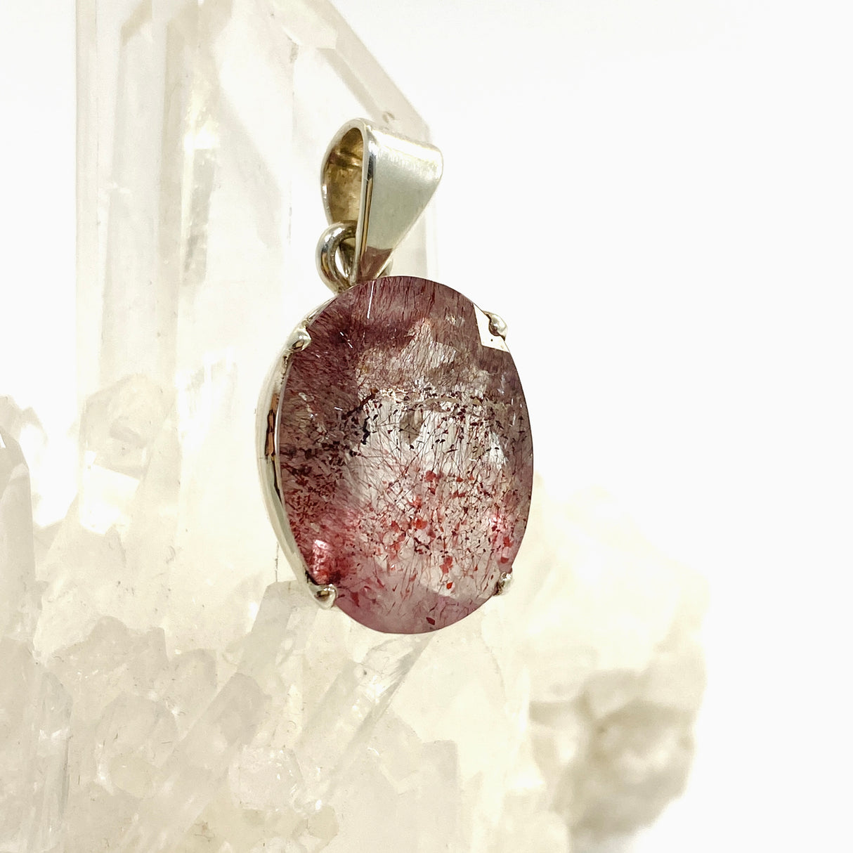 Lepidocrocite in Quartz Oval Faceted Pendant PPGJ1077