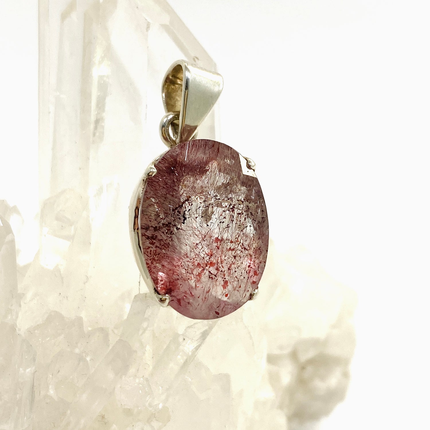 Lepidocrocite in Quartz Oval Faceted Pendant PPGJ1077