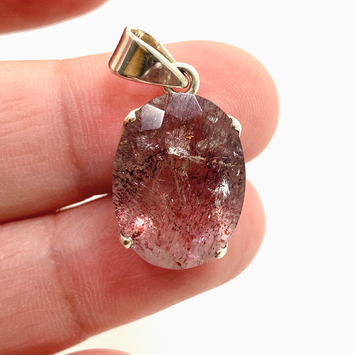 Lepidocrocite in Quartz Oval Faceted Pendant PPGJ1077