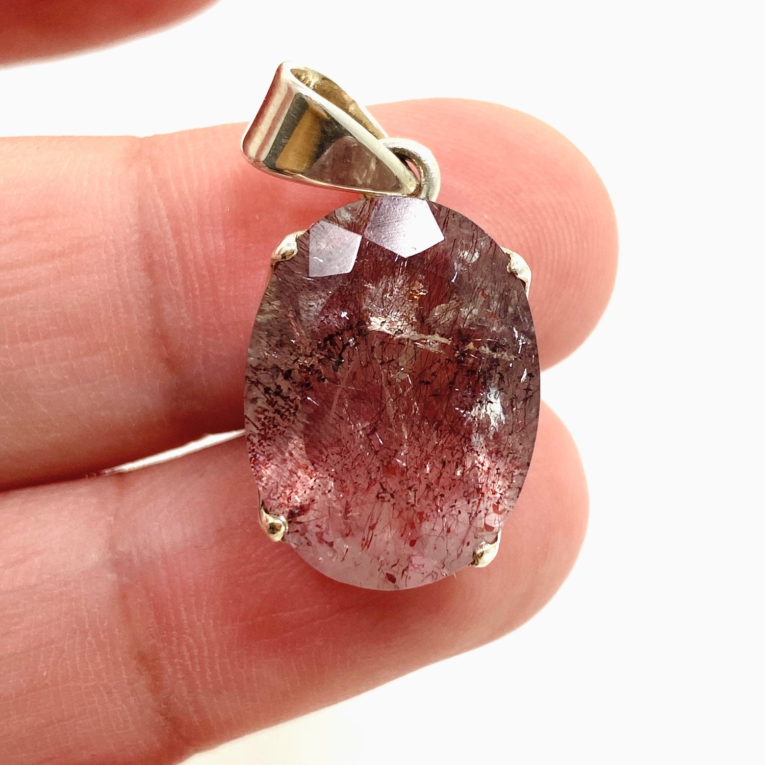Lepidocrocite in Quartz Oval Faceted Pendant PPGJ1077