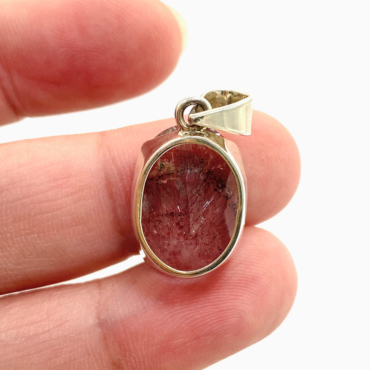 Lepidocrocite in Quartz Oval Faceted Pendant PPGJ1077