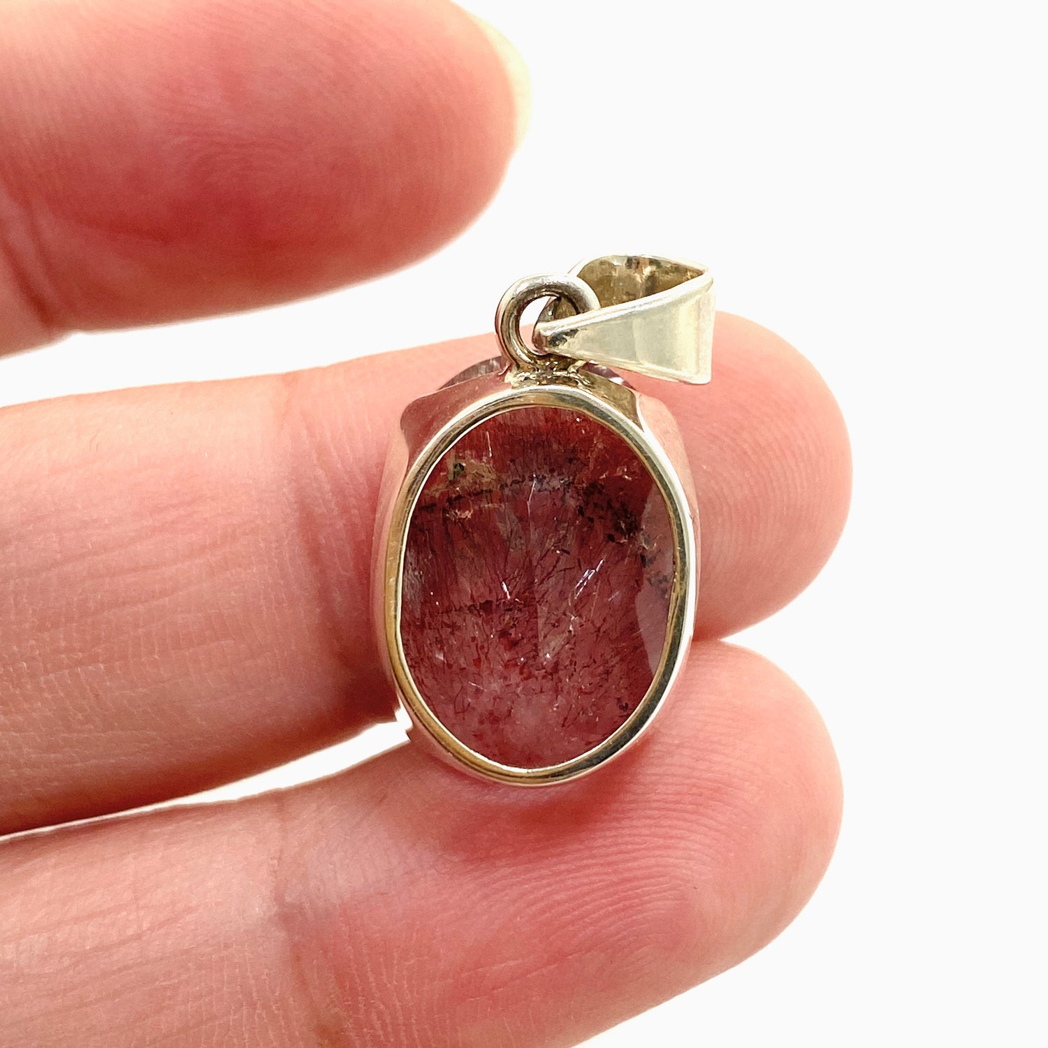 Lepidocrocite in Quartz Oval Faceted Pendant PPGJ1077