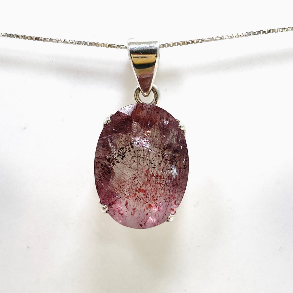 Lepidocrocite in Quartz Oval Faceted Pendant PPGJ1077