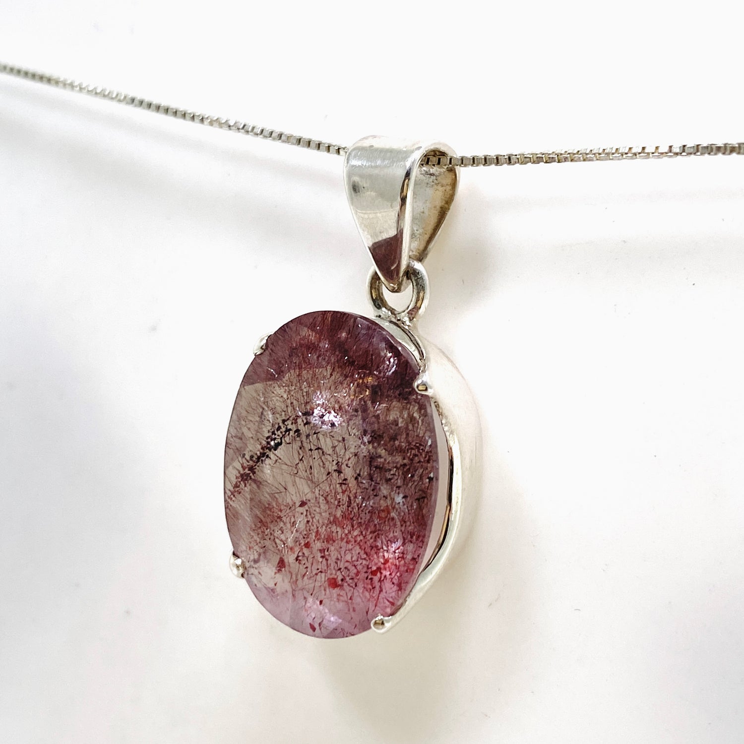 Lepidocrocite in Quartz Oval Faceted Pendant PPGJ1077