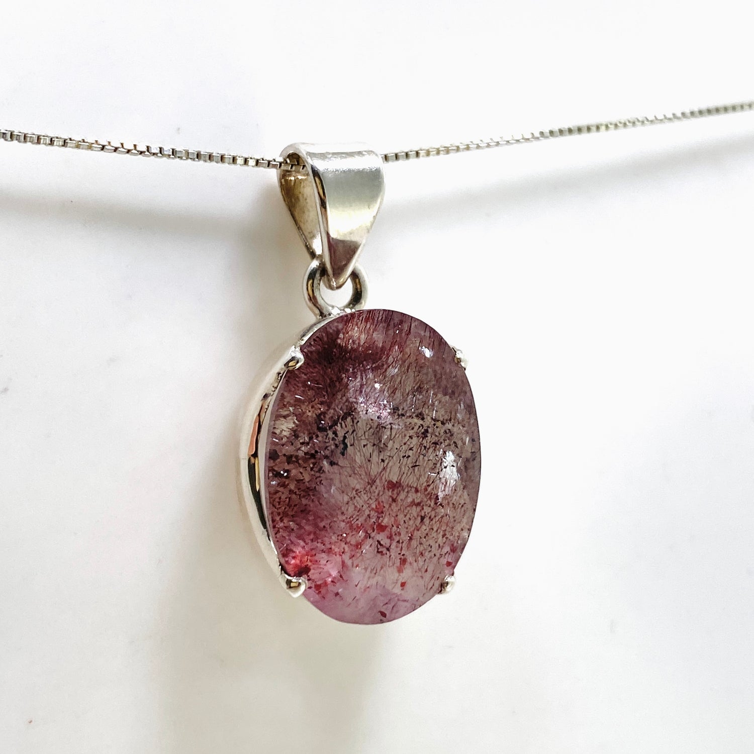 Lepidocrocite in Quartz Oval Faceted Pendant PPGJ1077