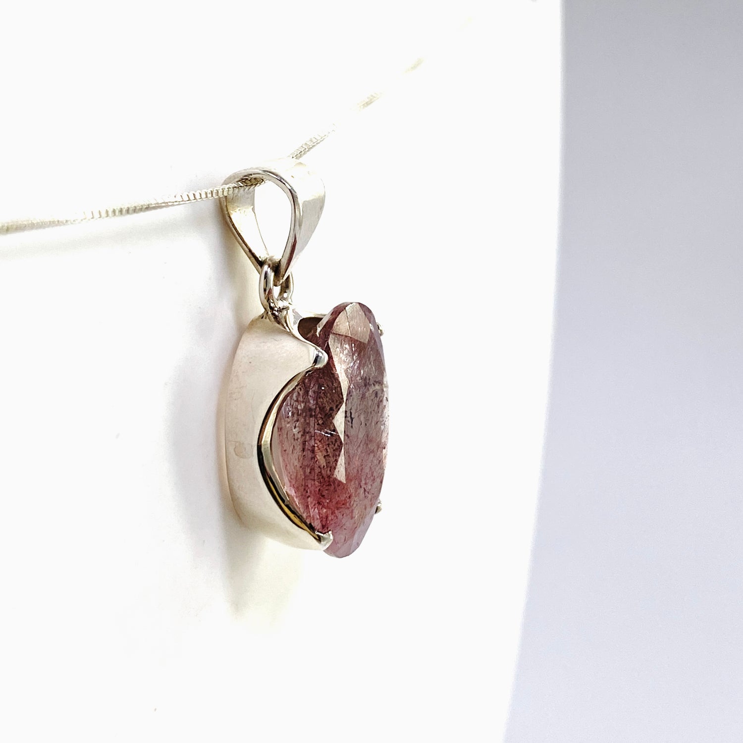 Lepidocrocite in Quartz Oval Faceted Pendant PPGJ1077