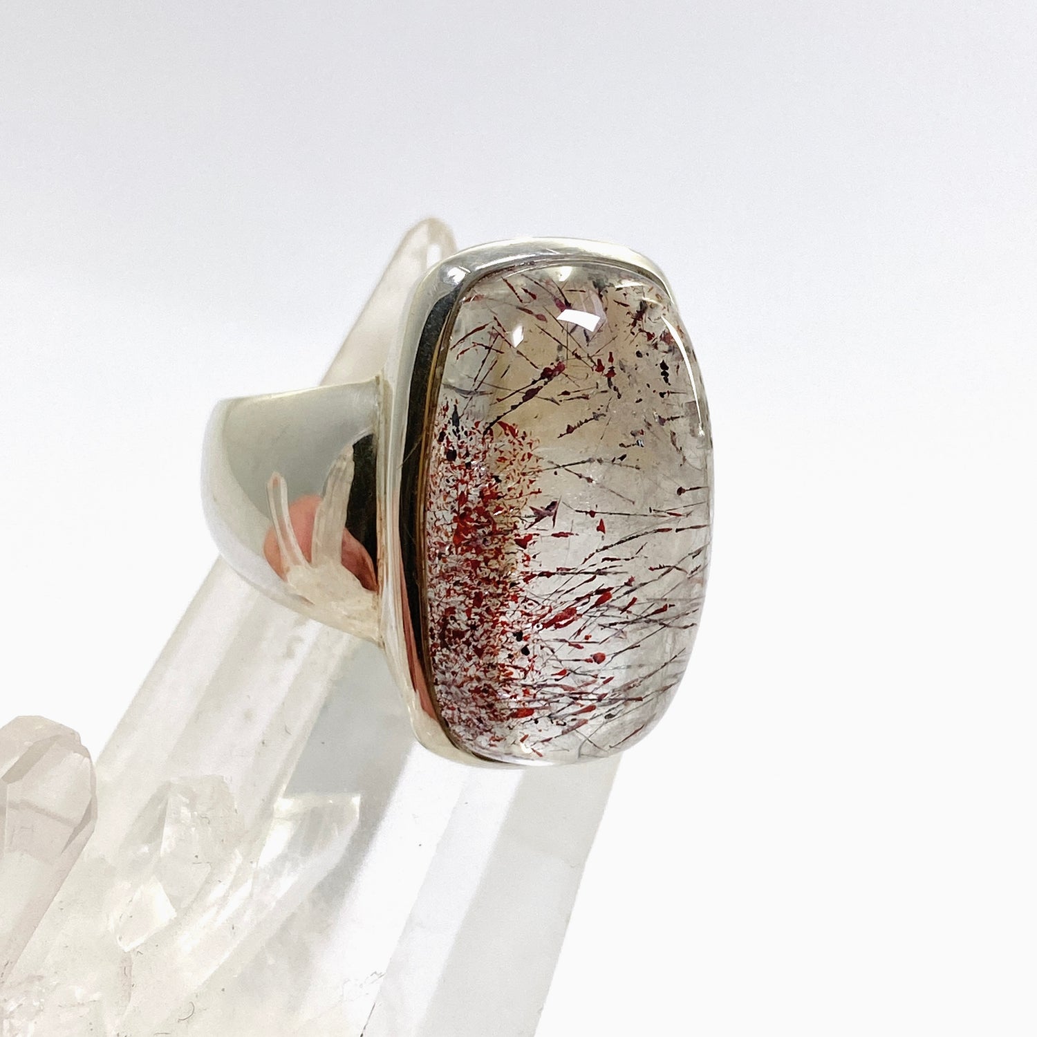 Lepidocrocite in Quartz Rectangular Cabochon Ring Size 10 PRGJ914