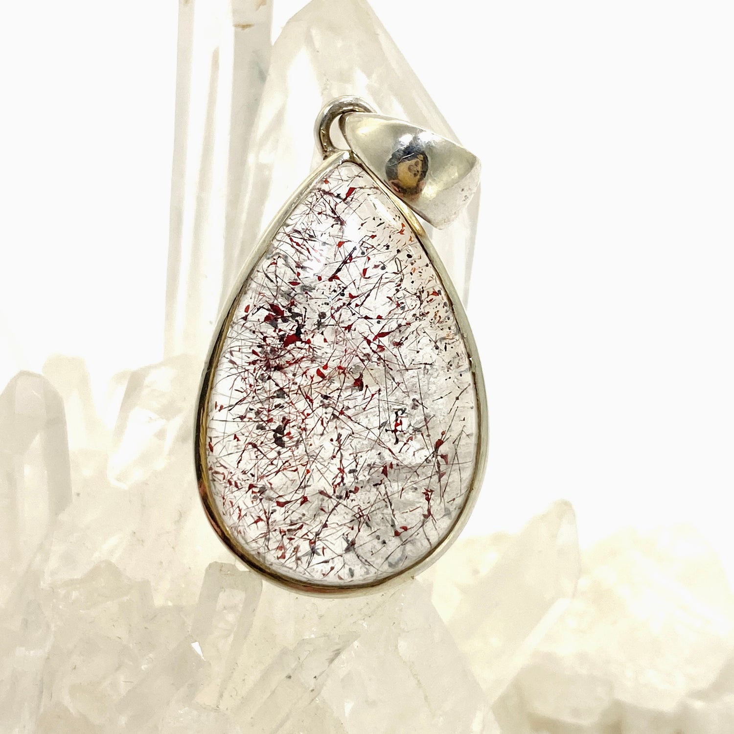 Lepidocrocite in Quartz Teardrop Cabochon Pendant PPGJ1076