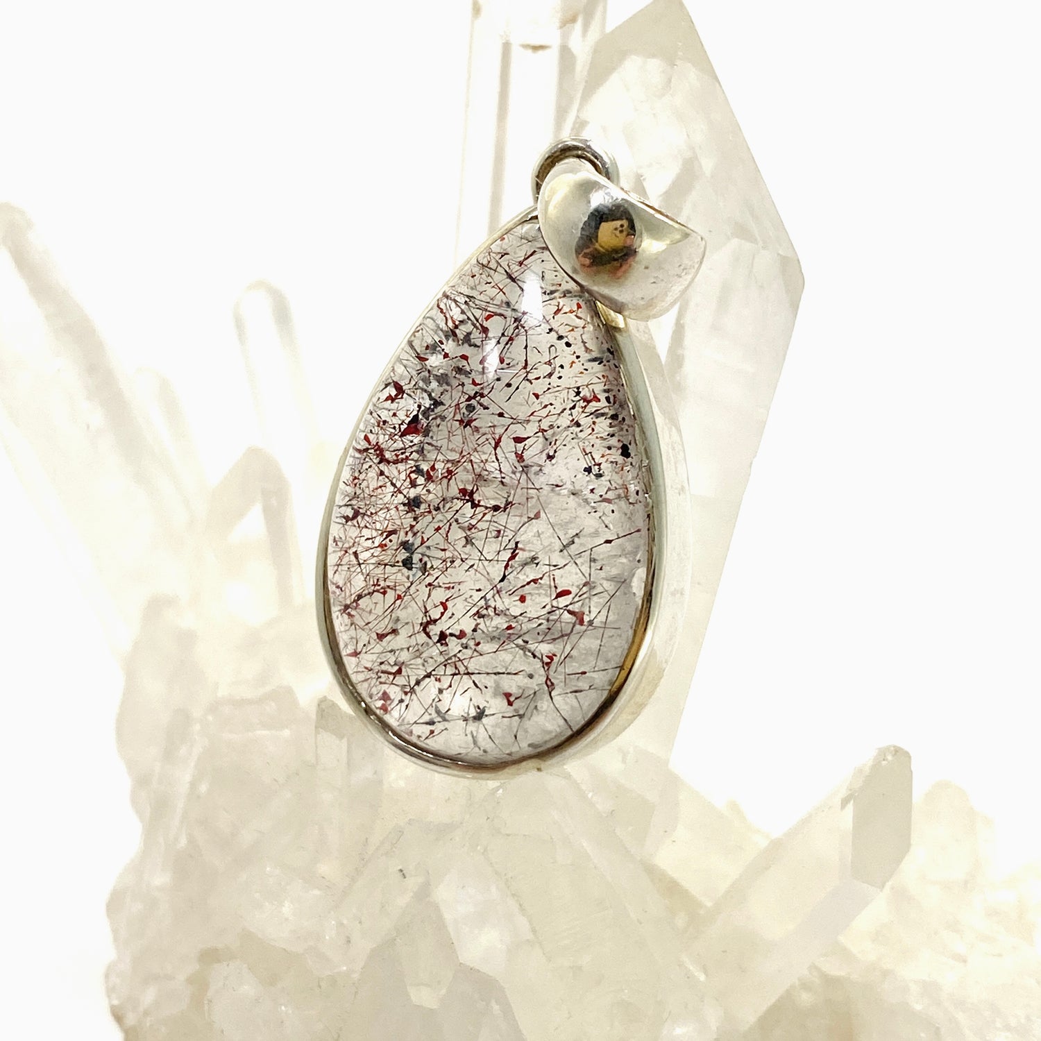 Lepidocrocite in Quartz Teardrop Cabochon Pendant PPGJ1076