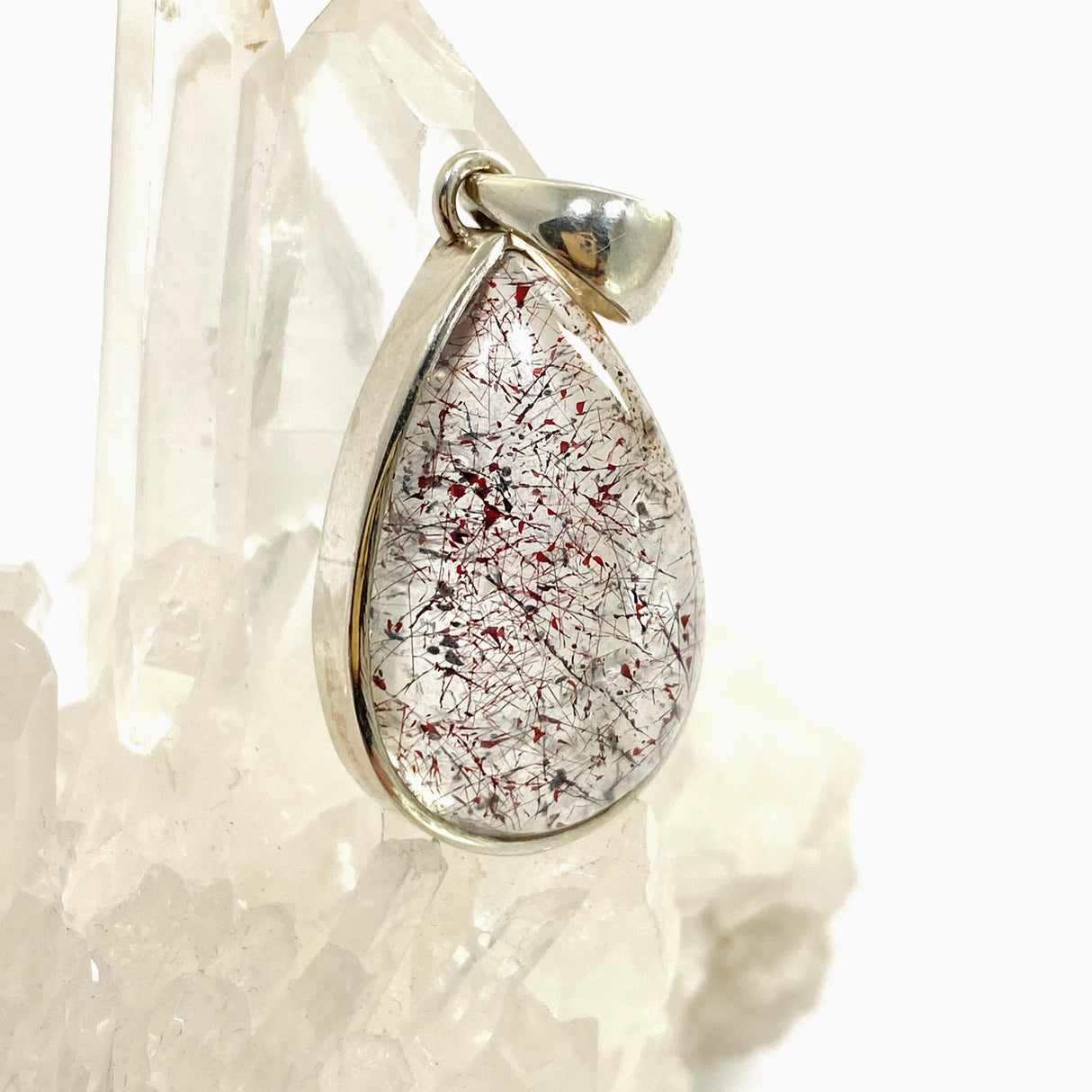 Lepidocrocite in Quartz Teardrop Cabochon Pendant PPGJ1076