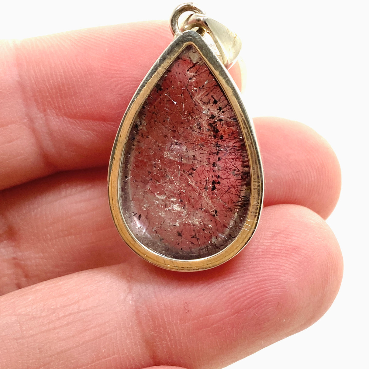 Lepidocrocite in Quartz Teardrop Cabochon Pendant PPGJ1076
