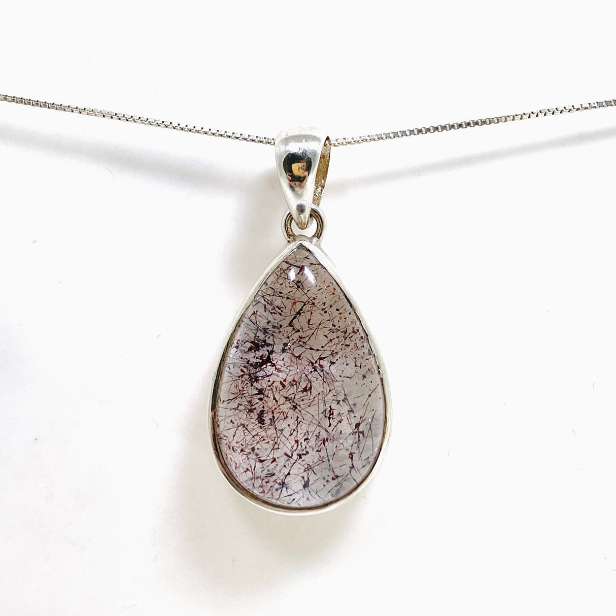 Lepidocrocite in Quartz Teardrop Cabochon Pendant PPGJ1076