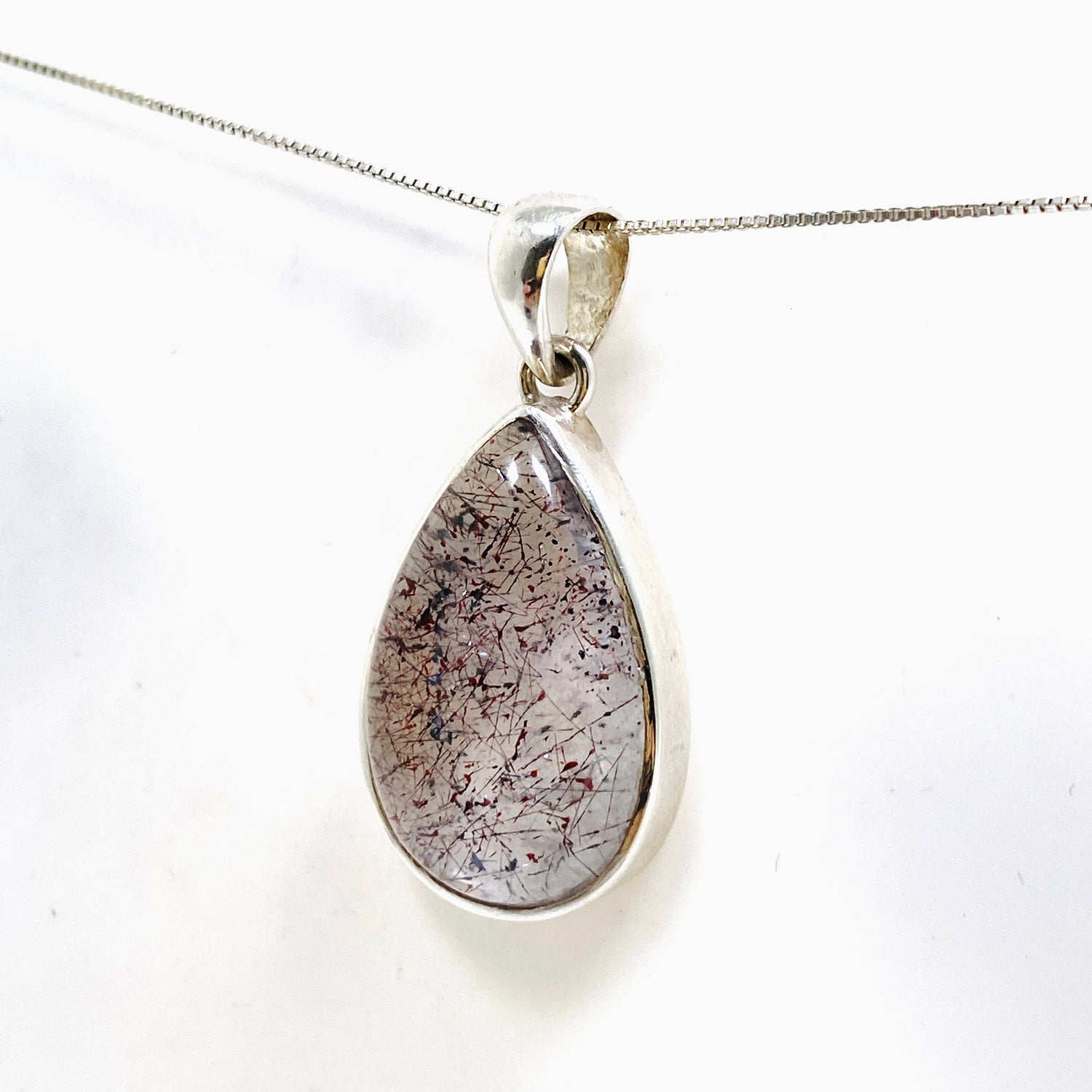 Lepidocrocite in Quartz Teardrop Cabochon Pendant PPGJ1076