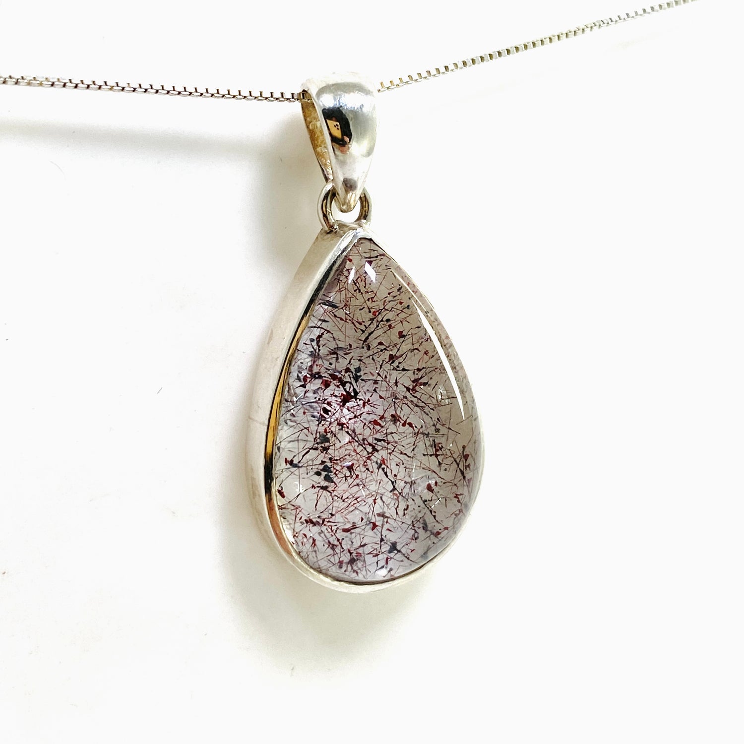 Lepidocrocite in Quartz Teardrop Cabochon Pendant PPGJ1076