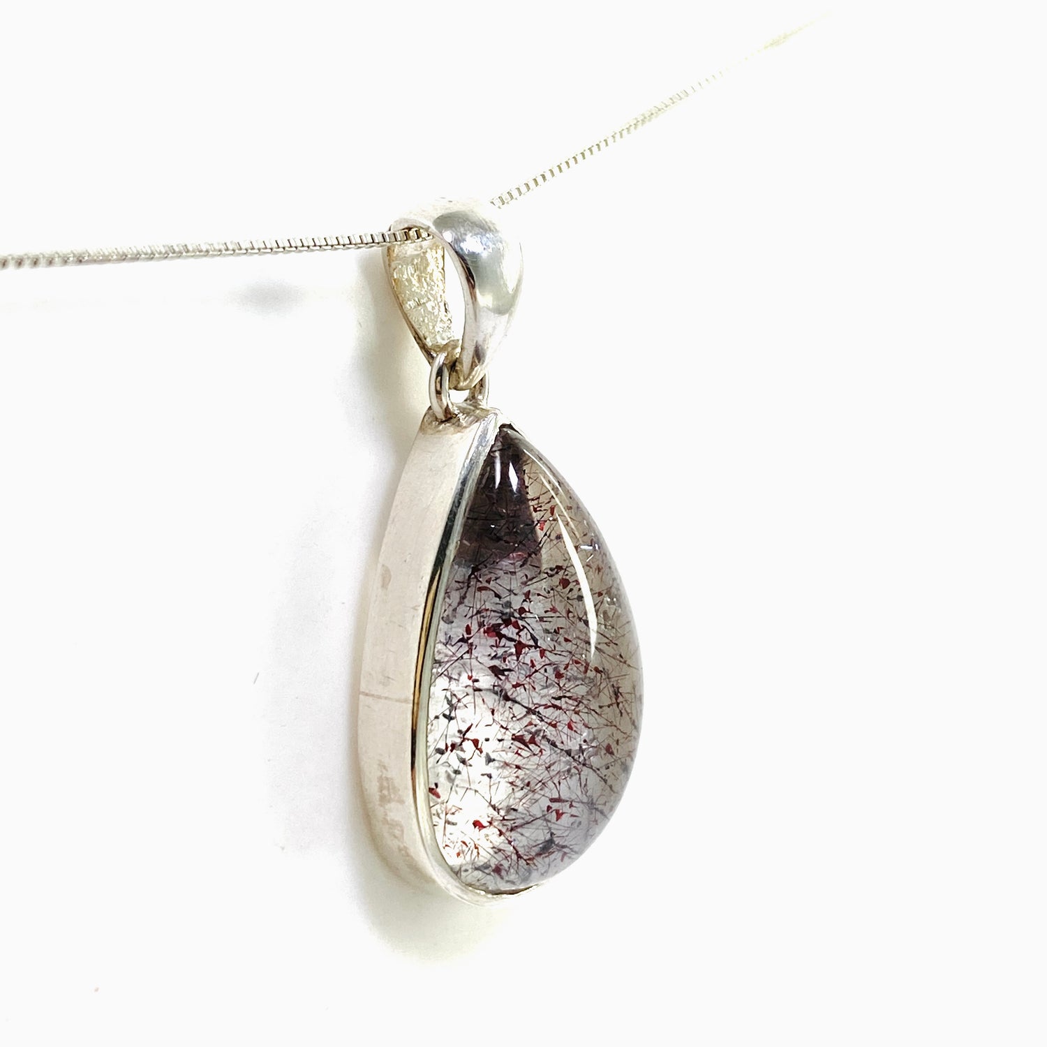 Lepidocrocite in Quartz Teardrop Cabochon Pendant PPGJ1076