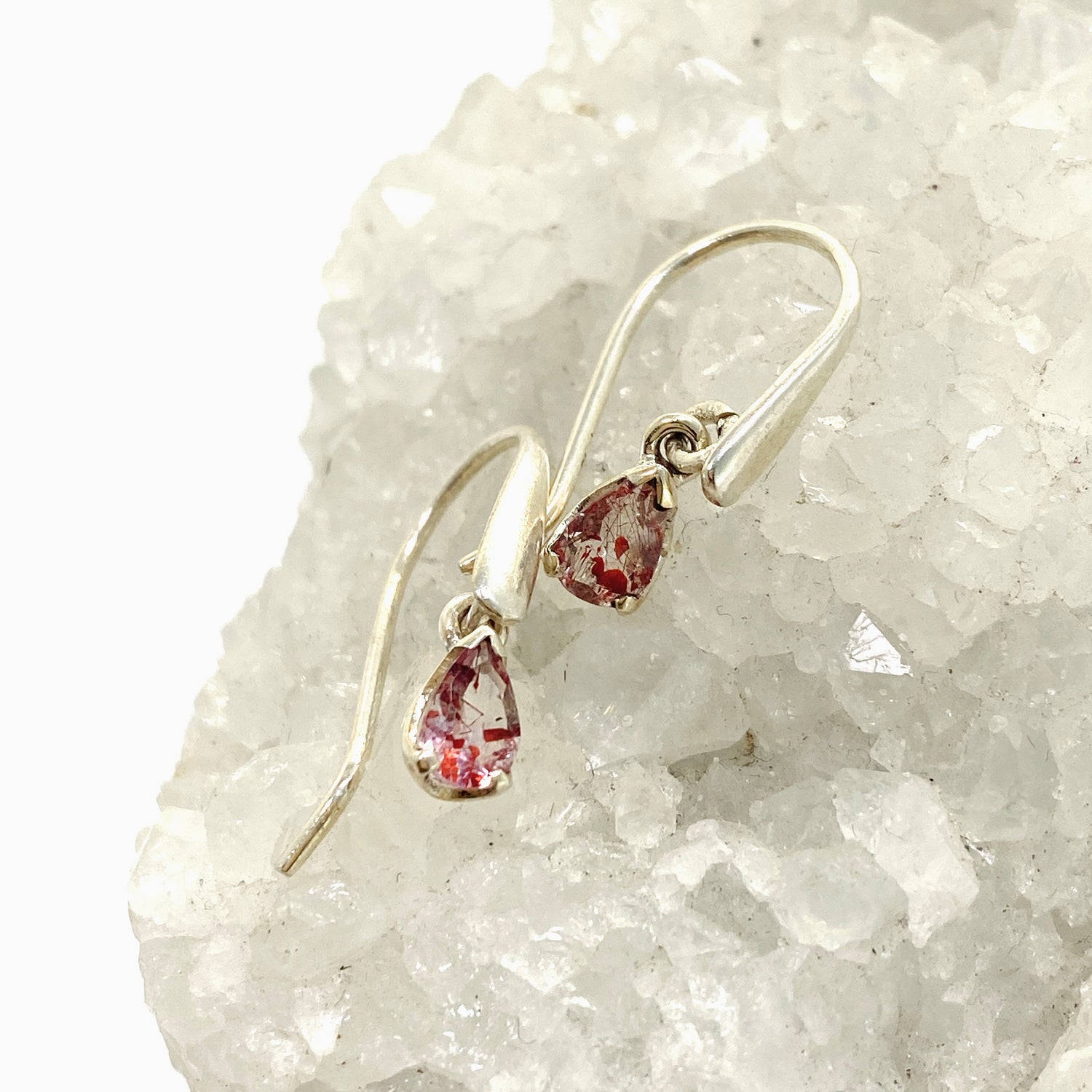 Lepidocrocite in Quartz Teardrop Faceted Earrings PEGJ334