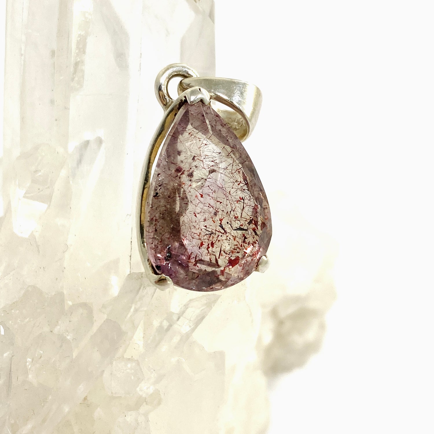 Lepidocrocite in Quartz Teardrop Faceted Pendant PPGJ1079