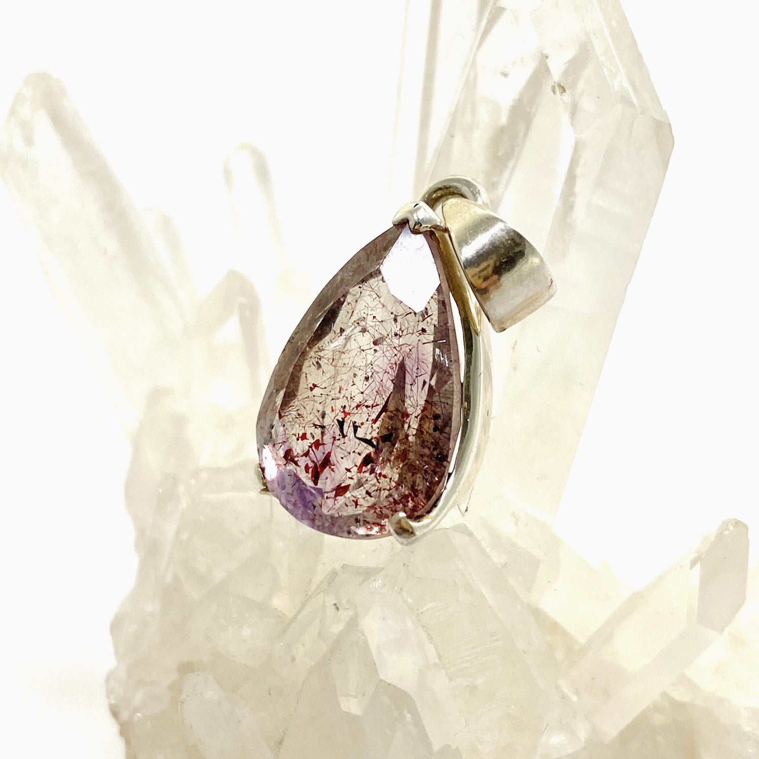 Lepidocrocite in Quartz Teardrop Faceted Pendant PPGJ1079