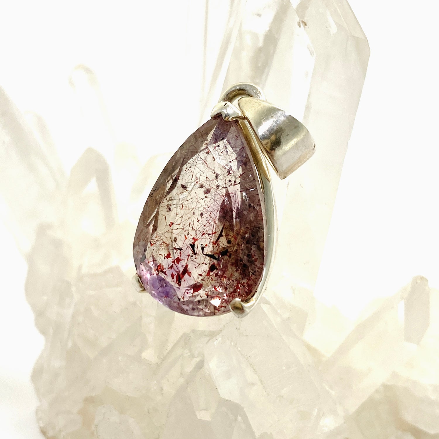 Lepidocrocite in Quartz Teardrop Faceted Pendant PPGJ1079