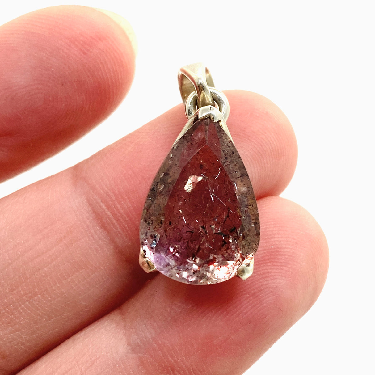 Lepidocrocite in Quartz Teardrop Faceted Pendant PPGJ1079