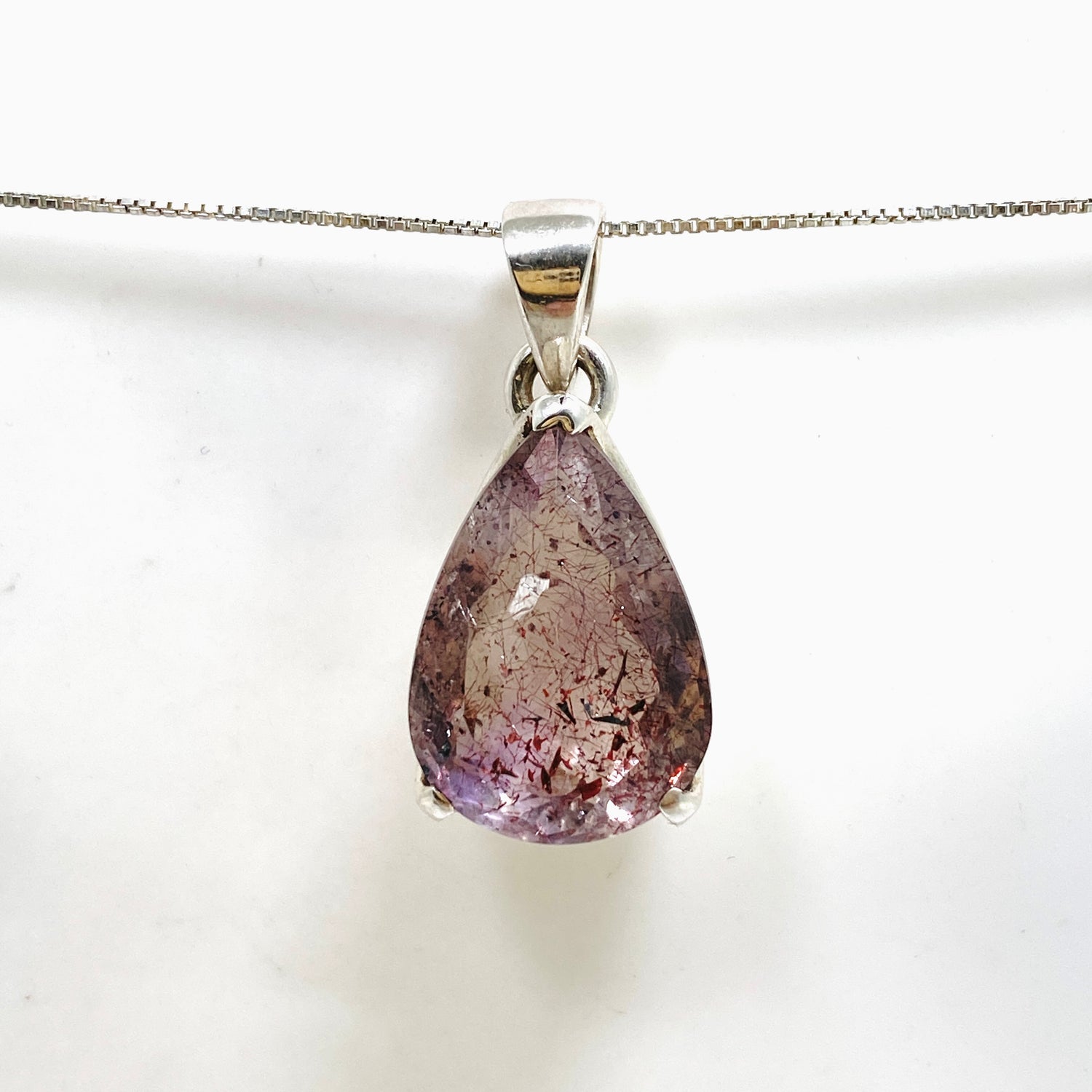 Lepidocrocite in Quartz Teardrop Faceted Pendant PPGJ1079