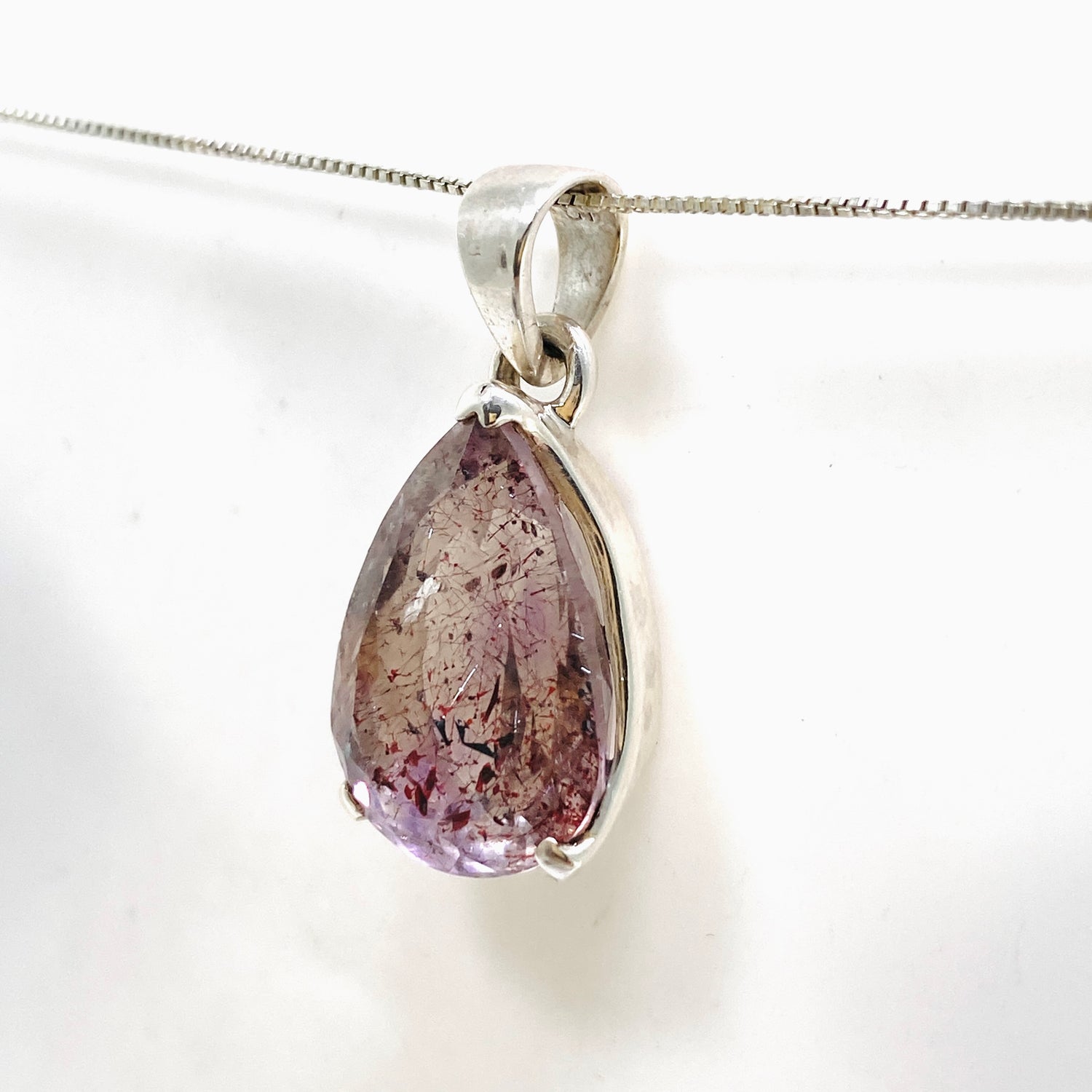 Lepidocrocite in Quartz Teardrop Faceted Pendant PPGJ1079