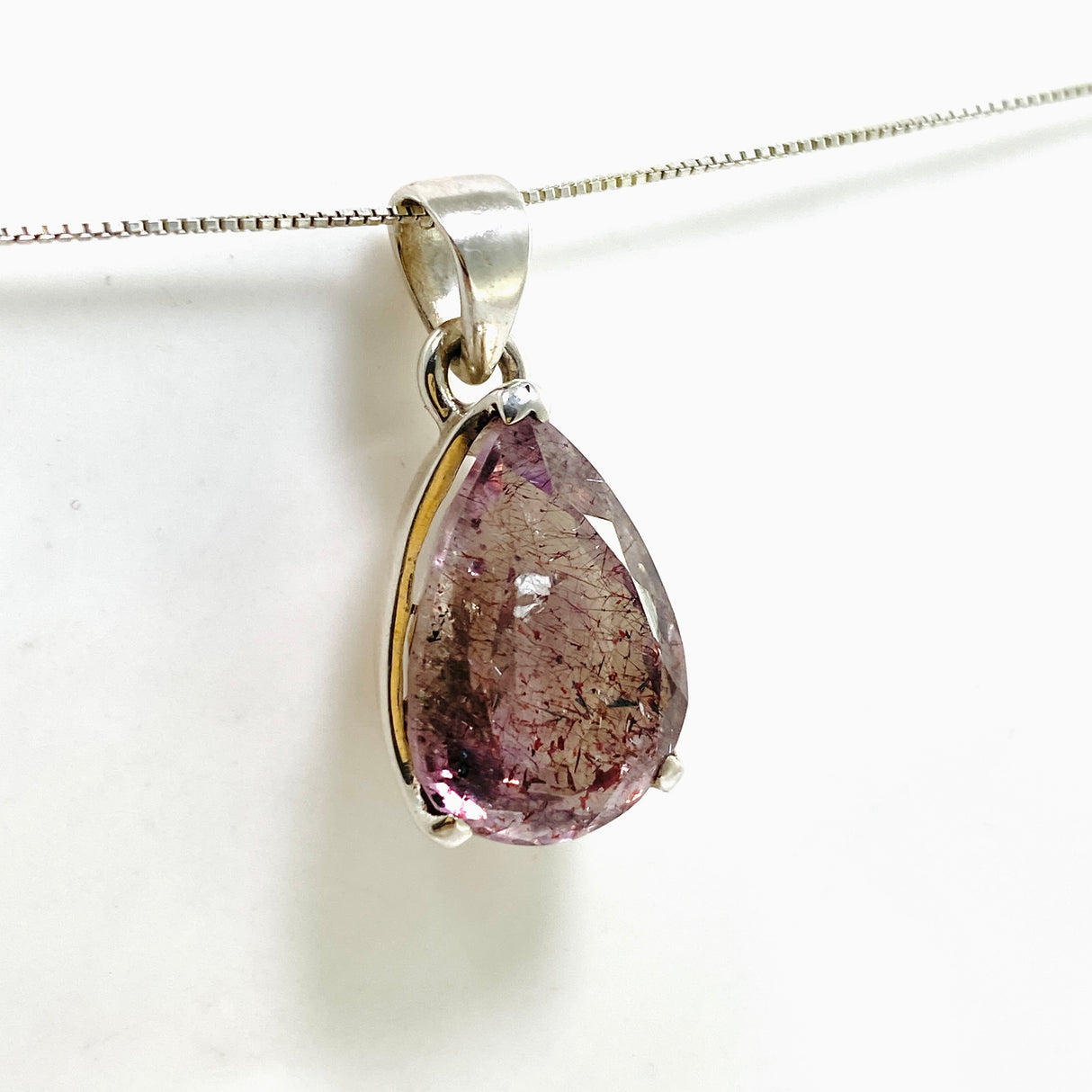 Lepidocrocite in Quartz Teardrop Faceted Pendant PPGJ1079