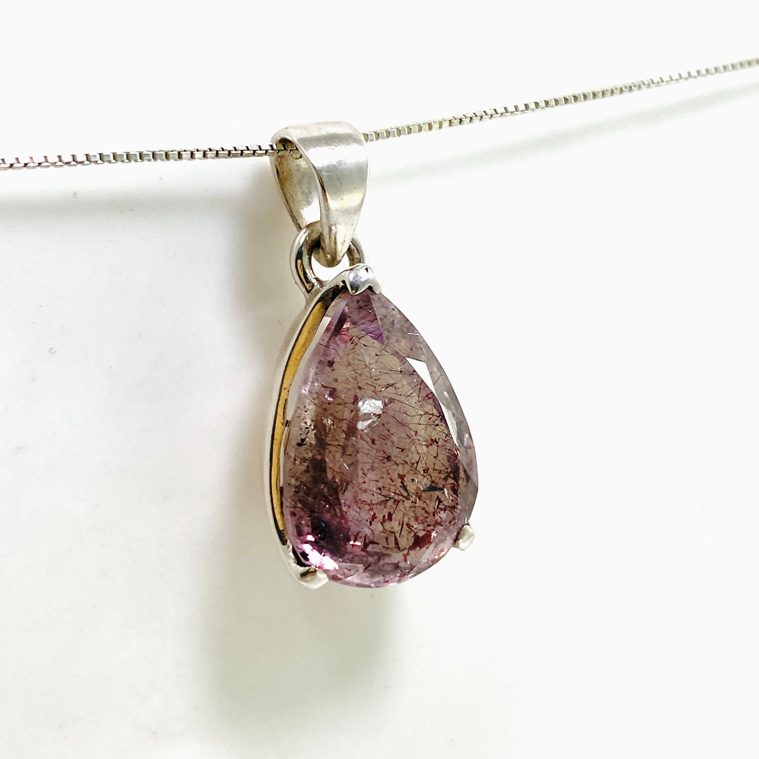 Lepidocrocite in Quartz Teardrop Faceted Pendant PPGJ1079