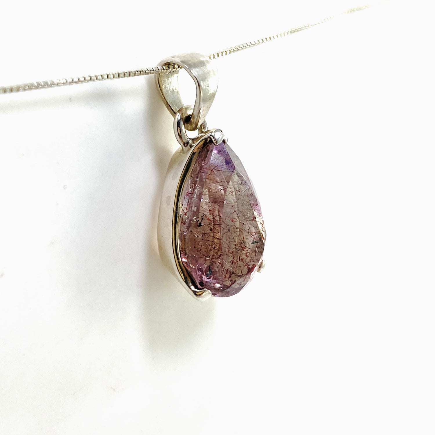Lepidocrocite in Quartz Teardrop Faceted Pendant PPGJ1079