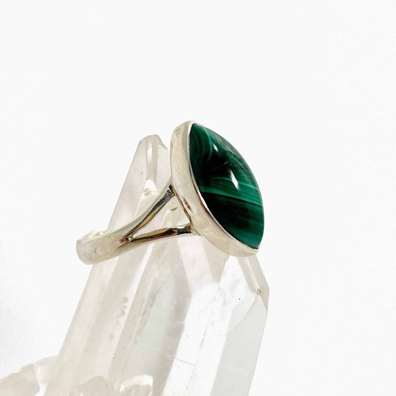 Malachite Marquise Cabochon Split Band Ring Size 9 KRGJ3370