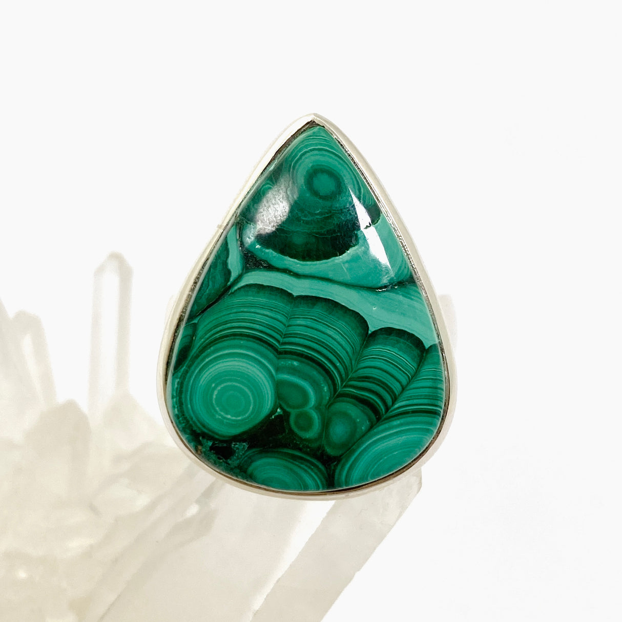 Malachite Teardrop Cabochon Ring Size 10 PRGJ832