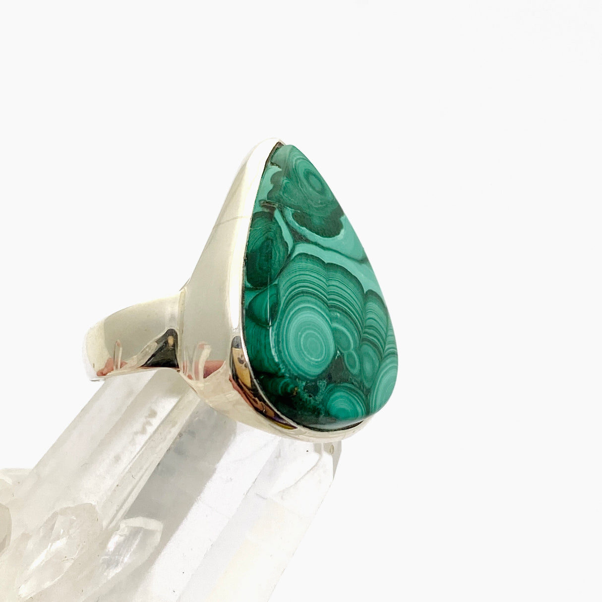 Malachite Teardrop Cabochon Ring Size 10 PRGJ832