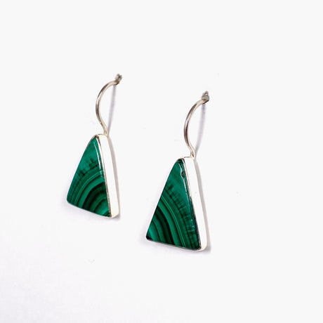 Malachite triangular fixed hook earrings KEGJ1342