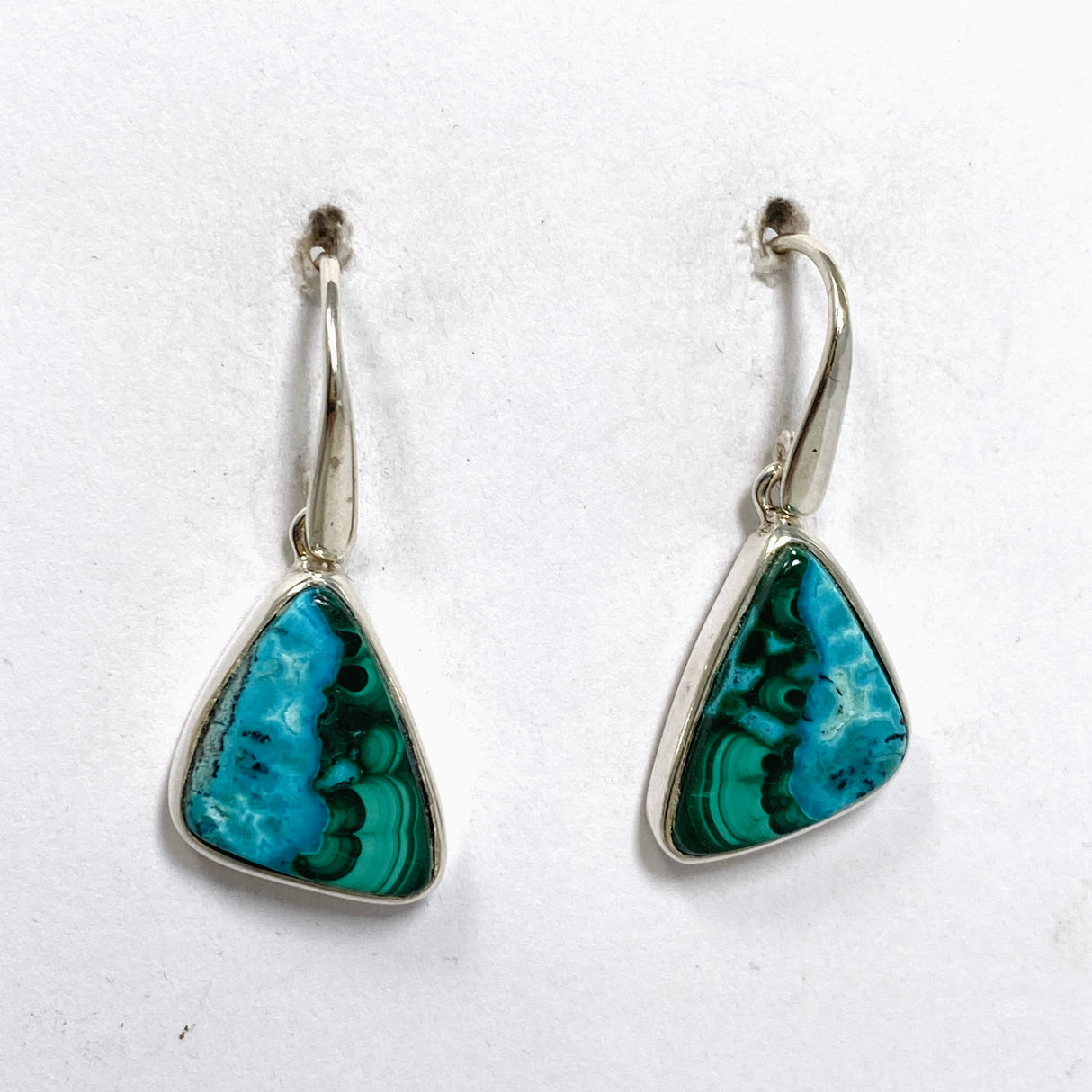 Malacholla (Malachite and Chrysocolla) Freeform Cabochon Earrings PEGJ356