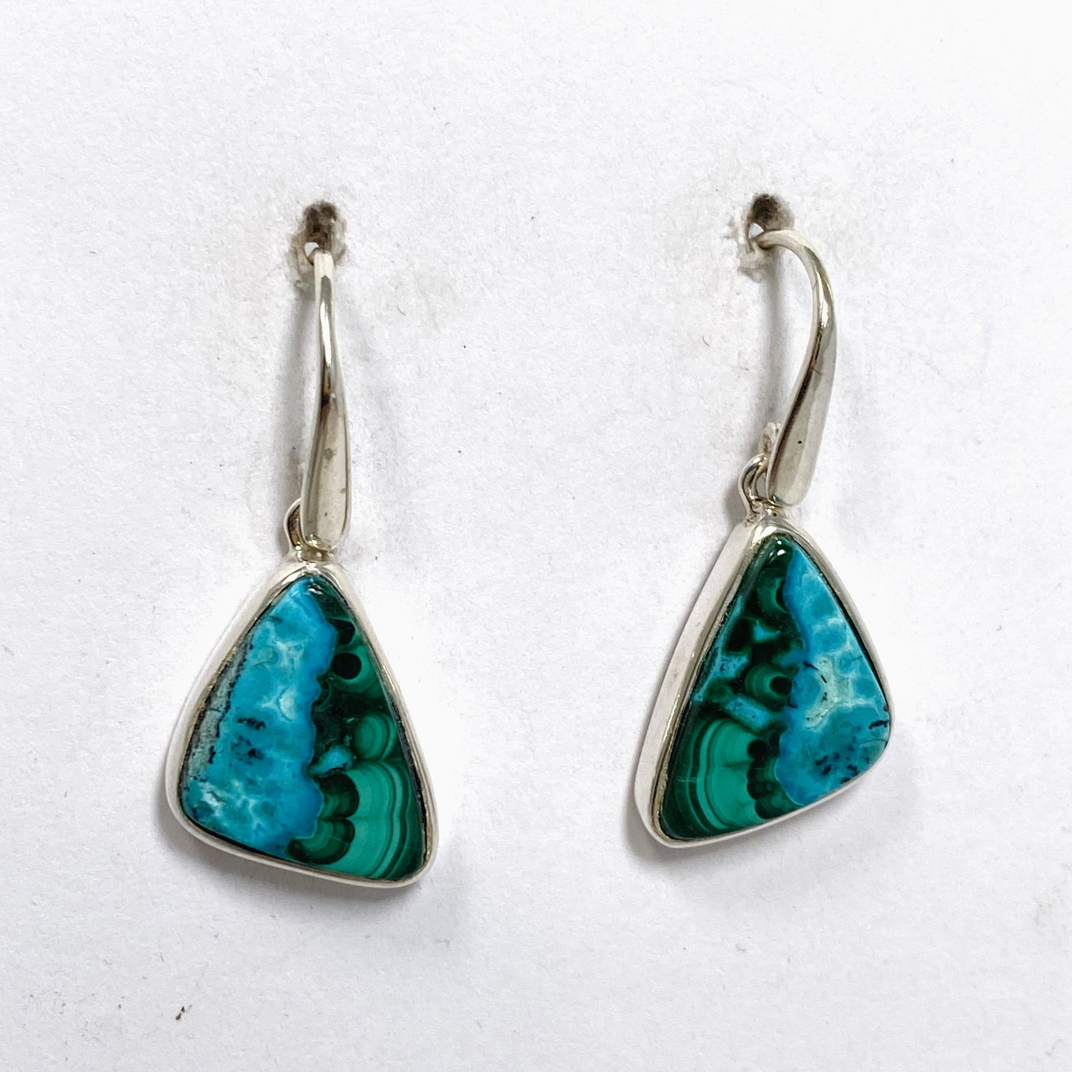 Malacholla (Malachite and Chrysocolla) Freeform Cabochon Earrings PEGJ356